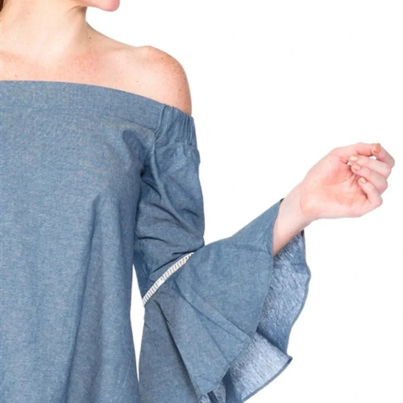 Boho Blue Bell sleeved top - Picture 4 of 4